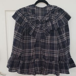 MAX STUDIO Blouse navy plaid